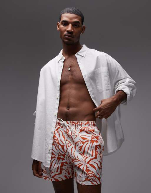 Tommy Hilfiger resort drawstring swim shorts in orange floral
