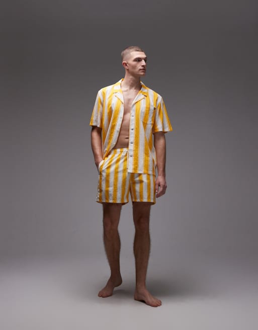 Tommy Hilfiger resort drawstring swim shorts in yellow stripe (part of a set) , 2 of 5