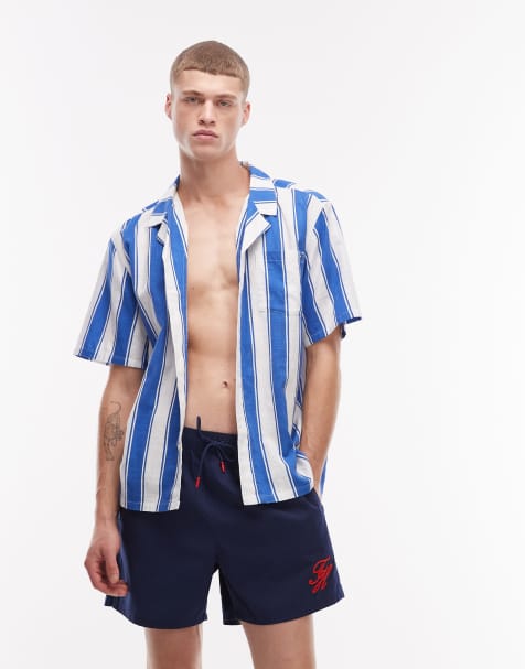 Tommy Hilfiger - Resort - Gestreept bowlingoverhemd in blauw - view 1