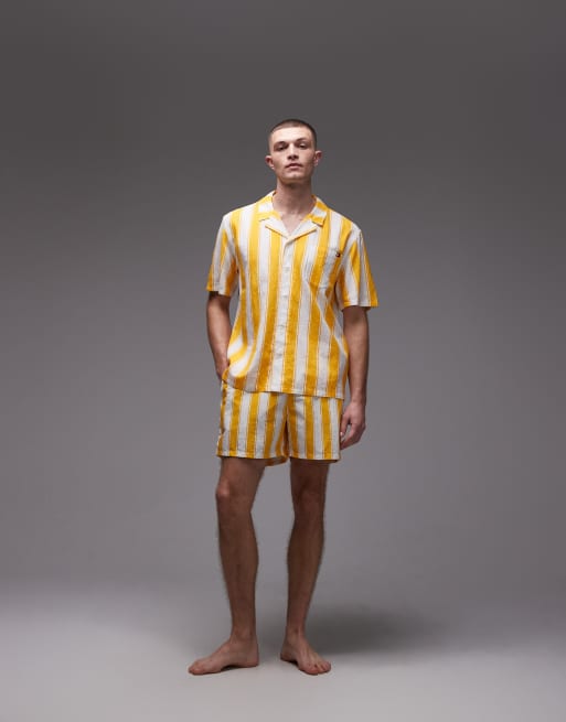 Tommy Hilfiger – Resort – Gul, randig bowlingskjorta, del av set , 2 av 5