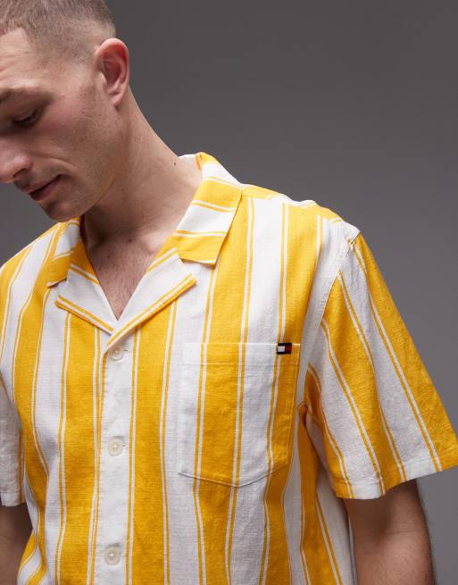 Tommy Hilfiger – Resort – Gul, randig bowlingskjorta, del av set , 4 av 5