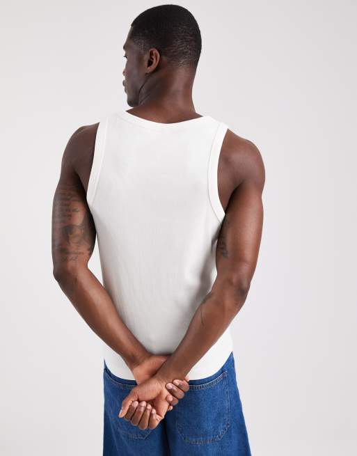 Tommy Hilfiger resort logo slim fit ribbed tank top in white, 3 of 5