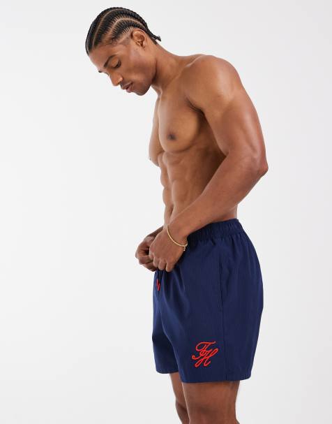 Tommy Hilfiger – Resort – Marinblå badshorts med dragsko och kontrastfärgad logga - view 1