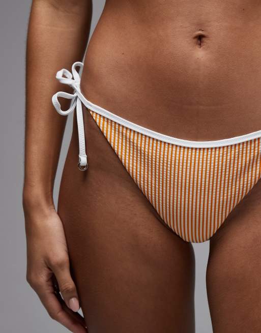 Tommy Hilfiger – Resort – Orange, randig bikiniunderdel med knytning i sidan, 4 av 4