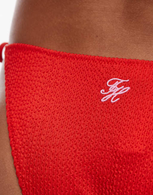 Tommy Hilfiger - Resort - Slip bikini rosso stropicciato con laccetti laterali, 3 di 4