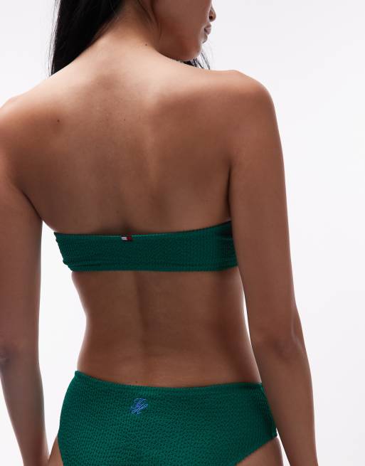 Tommy Hilfiger - Resort - Top bikini a fascia stropicciato verde , 2 di 4