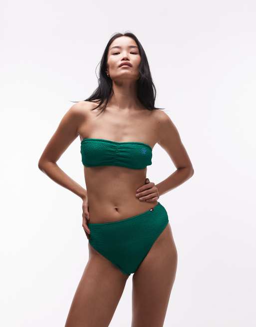 Tommy Hilfiger - Resort - Top bikini a fascia stropicciato verde , 4 di 4