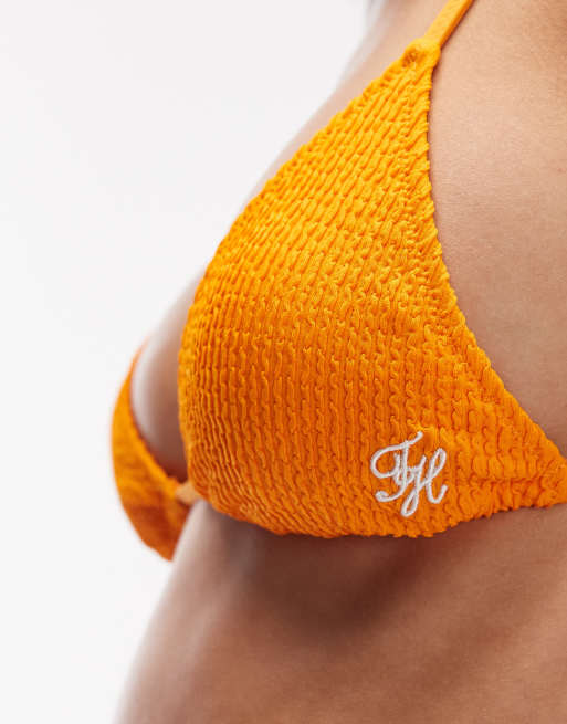 Tommy Hilfiger - Resort - Top bikini a triangolo stropicciato arancione, 3 di 4