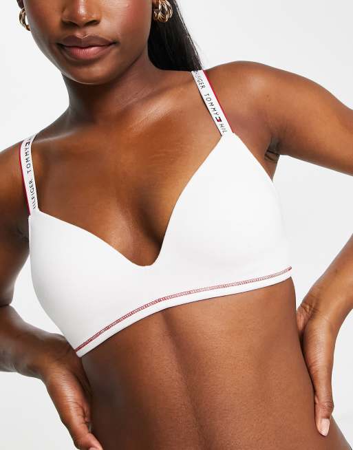 Tommy Hilfiger – Retro Classics – Biały lekko wyściełany biustonosz z trójkątnymi miseczkami