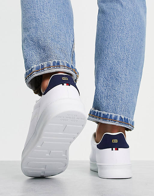 Tommy Hilfiger retro court sneakers in white leather | ASOS