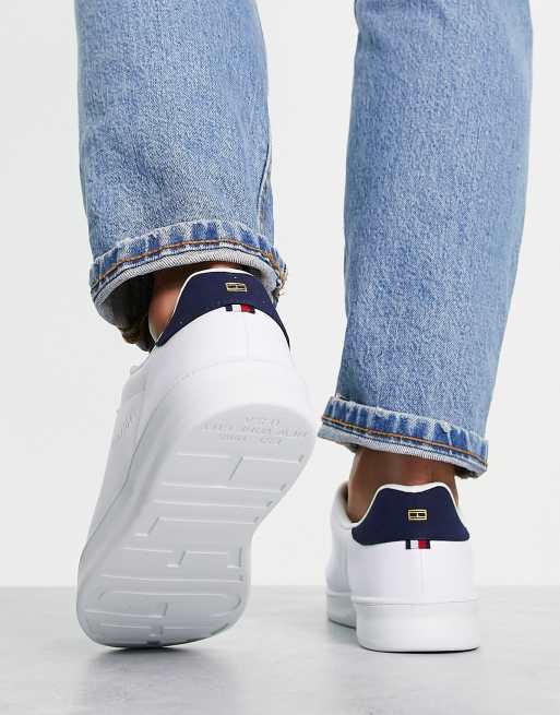 Tommy hilfiger white leather on sale sneakers