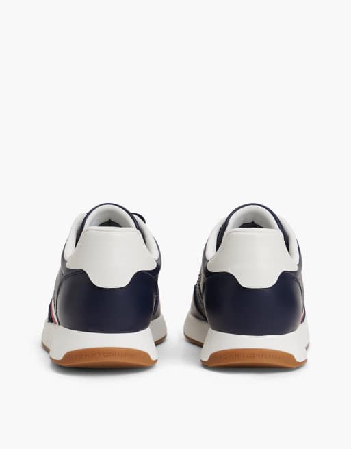 Tommy Hilfiger Retro croco embossed trainers with leather in space blue, 4 of 7