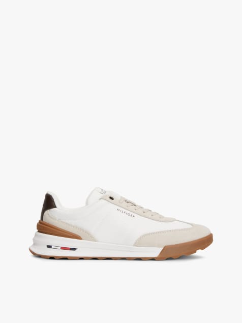 Tommy Hilfiger Retro mixed texture chunky cleat trainers in multi beige - view 1