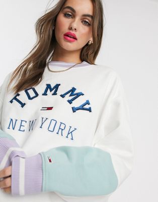 tommy jeans womens pastel colourblock sweatshirt