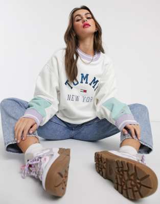 tommy jeans womens pastel colourblock sweatshirt