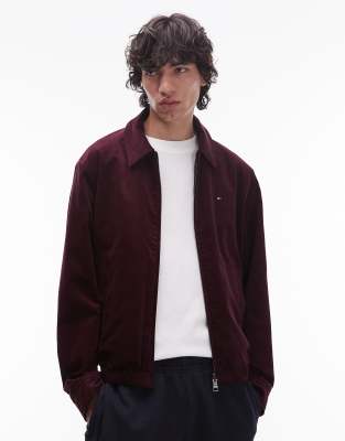 Tommy Hilfiger Reversible Harrington Jacket In Burgundy