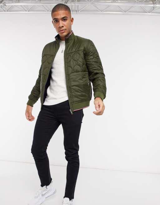 Tommy reversible quilt jacket in olive | ASOS