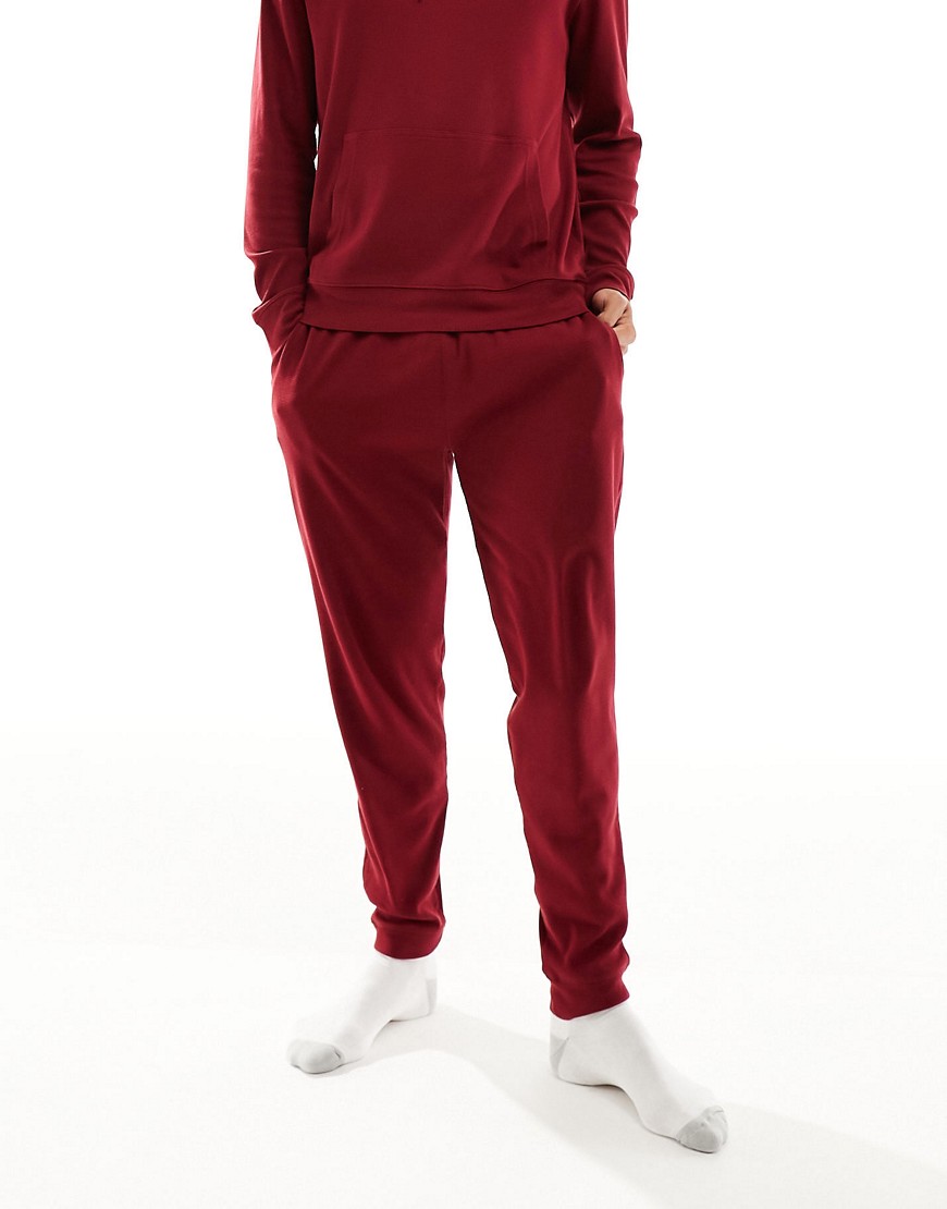 Tommy Hilfiger ribbed logo waistband jogger in burgundy-Red