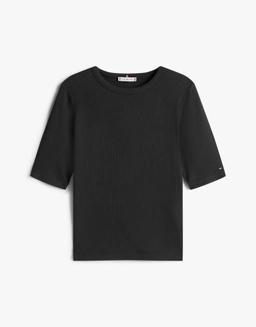 Tommy Hilfiger Ribbed slim half sleeve t-shirt in multi