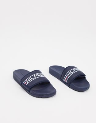 grey tommy hilfiger sliders