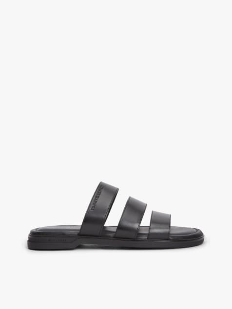 Tommy Hilfiger – Riemensandalen aus Leder in Schwarz mit geprägtem Logo - view 1