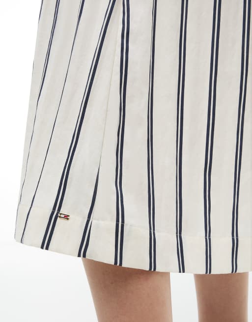 Tommy Hilfiger - Robe mi-longue rayée à boutons dorés - Blanc, 3 de 6