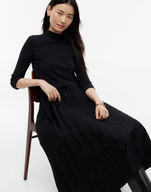 Tommy Hilfiger robe midi slim plissée côtelée noire, 3 de 5