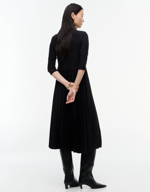 Tommy Hilfiger robe midi slim plissée côtelée noire, 4 de 5