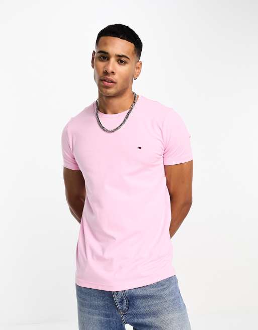 Tommy Hilfiger – Rosa, smal t-shirt med stretch