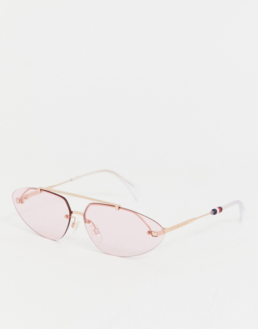 Tommy Hilfiger – Rosa smala ovala solglasögon