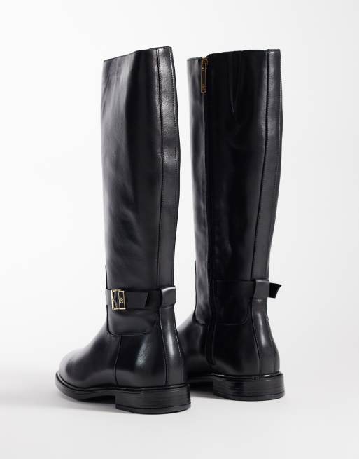 Tommy Hilfiger Rossie leather knee high boots with buckles in black, 2 of 4