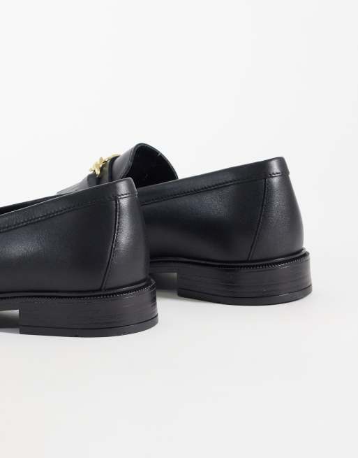 Tommy Hilfiger Rossie leather loafers with chain fringe in black, 4 of 4