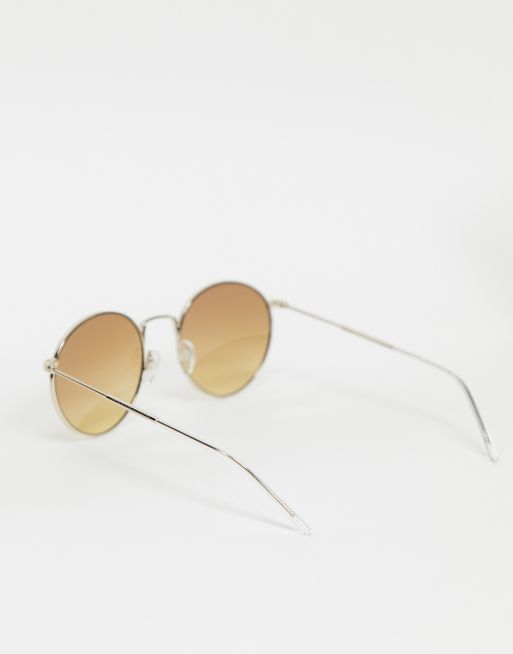 Tommy Hilfiger round sunglasses in gold metal frame with brown lens, 2 of 4
