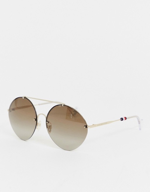 Tommy Hilfiger round sunglasses in tan