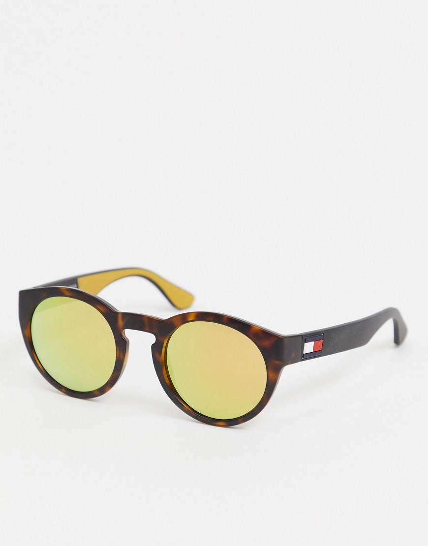 Tommy Hilfiger round sunglasses in tortoiseshell-Brown