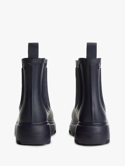 Tommy Hilfiger Rubberised flag cleat rain boots in dark blue, 4 of 4