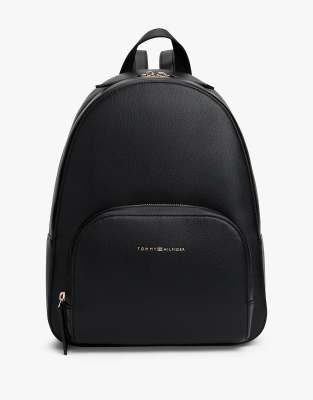 Tommy Hilfiger - Rucksack in Schwarz mit Metallic-Logo und genarbtem Finish