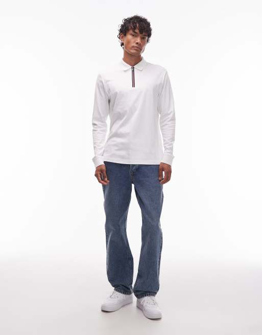 Tommy Hilfiger - Rugby poloshirt met lange mouwen en ritssluiting in wit, 2 van 5