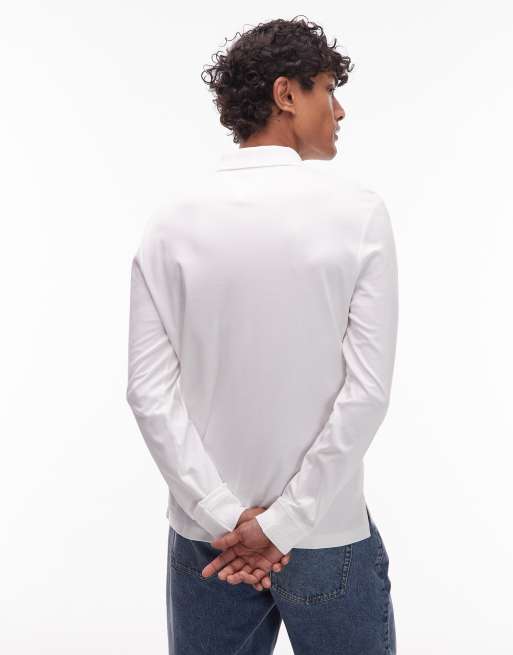 Tommy Hilfiger - Rugby poloshirt met lange mouwen en ritssluiting in wit, 3 van 5