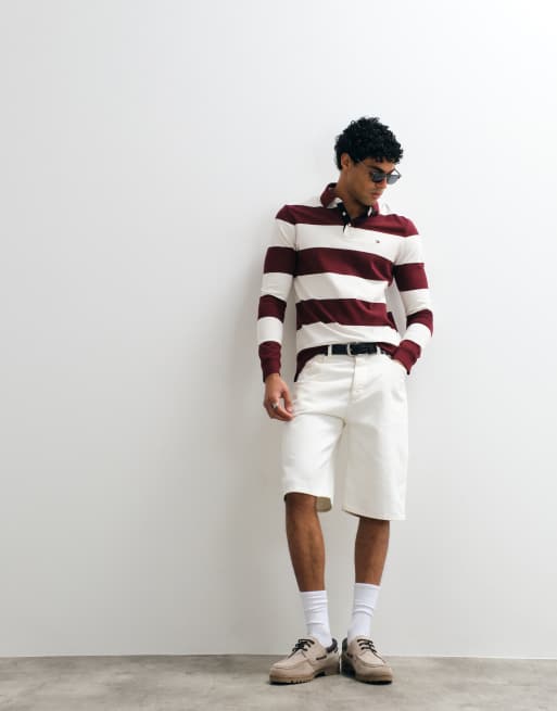 Tommy Hilfiger rugby shirt in burgundy/cream stripes, 3 of 5