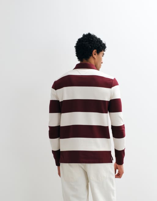 Tommy Hilfiger rugby shirt in burgundy/cream stripes, 5 of 5