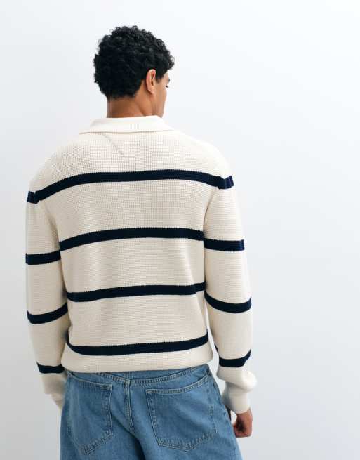 Tommy Hilfiger rugby-skjorte i waffle-strik i creme, 5 af 5