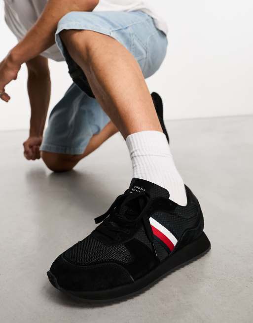 Tommy jeans flag logo mesh sock on sale trainers in black