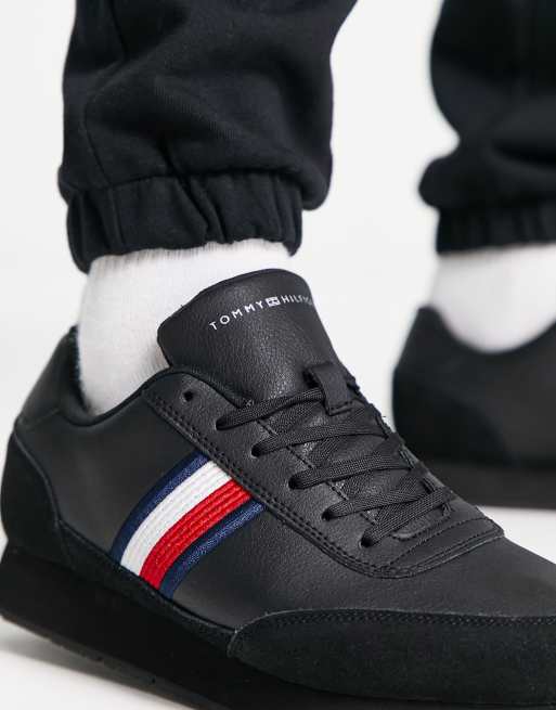 Tommy Hilfiger runner in black with flag stripe detail | ASOS