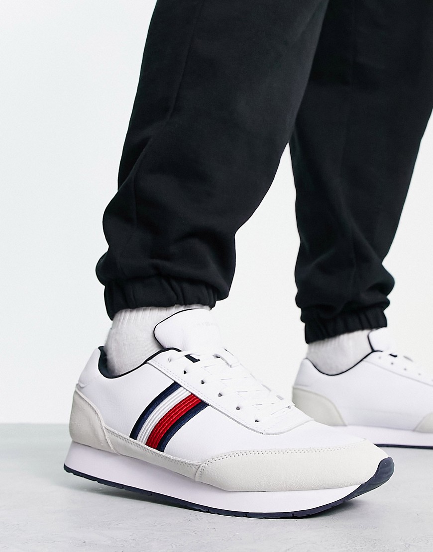 Tommy Hilfiger runner trainer in white with flag stripe detail