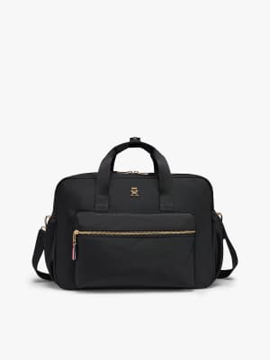 Sac à changer en tissu avec plaque à monogramme TH - Noir One Size