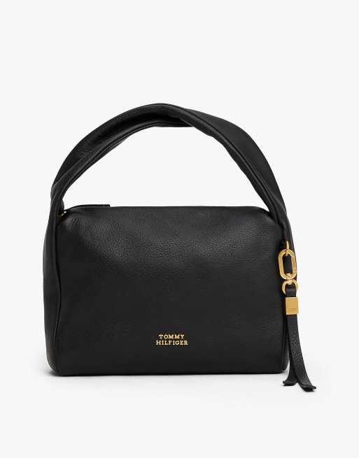 Tommy Hilfiger - Sac à main en cuir avec poignée torsadée - Noir