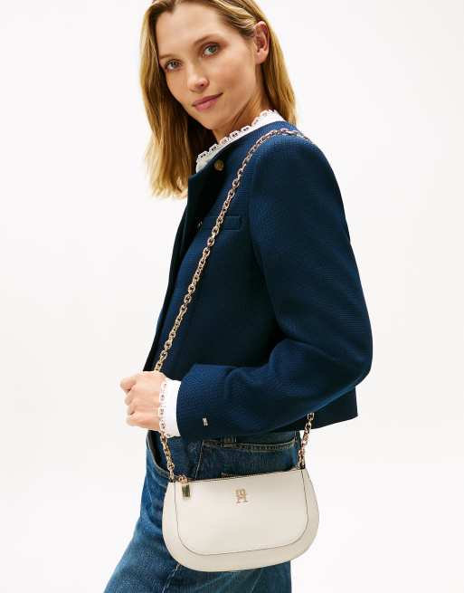 Tommy Hilfiger - Sac bandoulière convertible avec bandoulière chaîne - Blanc