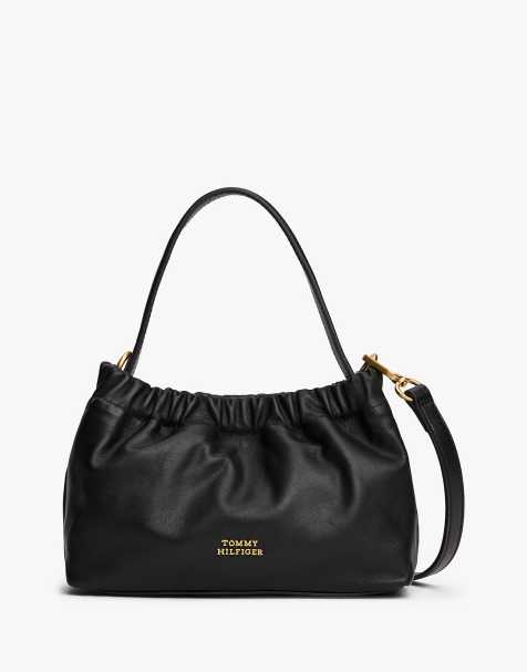 Tommy Hilfiger - Sac bandoulière en cuir doux avec plaque à logo - Noir - view 1