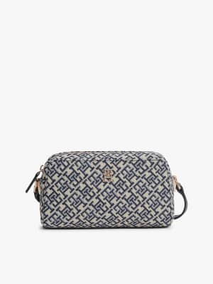 Sac bandoulière en jacquard à monogramme TH - Bleu foncé One Size